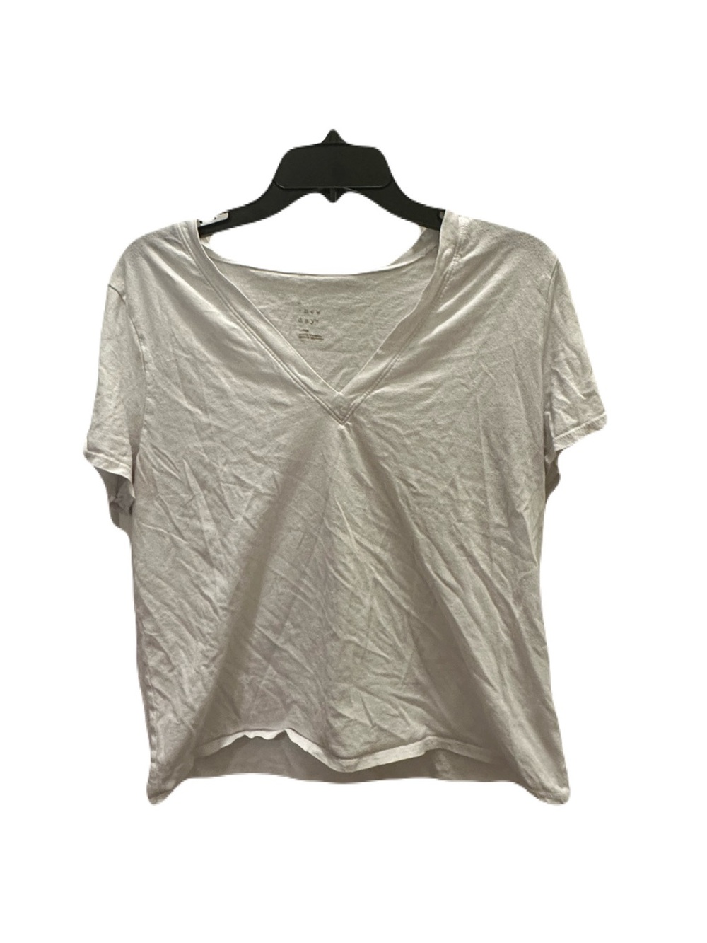 A New Day Women's Large V-Neck Short Sleeve Top - White